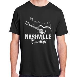 Nashville Skyline Tennessee Country Music Guitar Player Adult ChromaSoft Performance T-Shirt