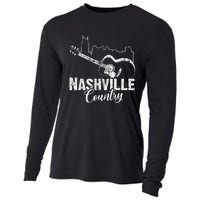 Nashville Skyline Tennessee Country Music Guitar Player Cooling Performance Long Sleeve Crew