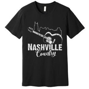 Nashville Skyline Tennessee Country Music Guitar Player Premium T-Shirt