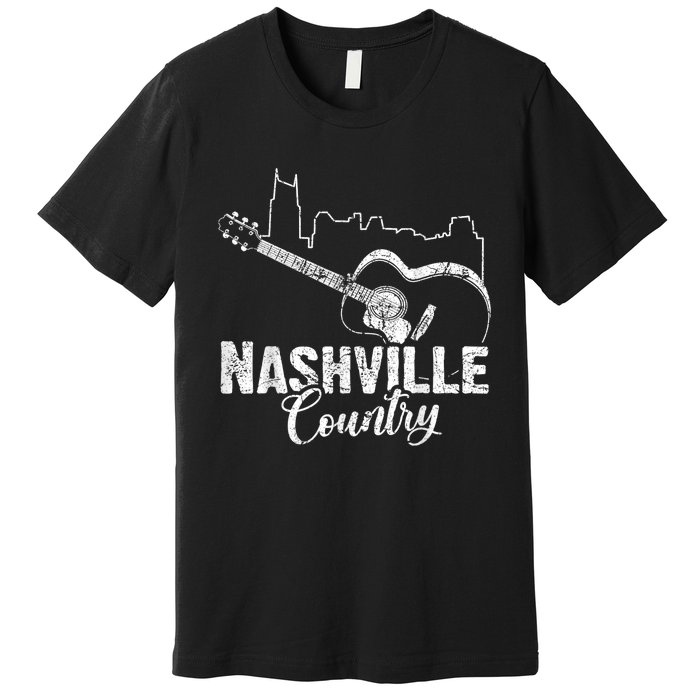 Nashville Skyline Tennessee Country Music Guitar Player Premium T-Shirt