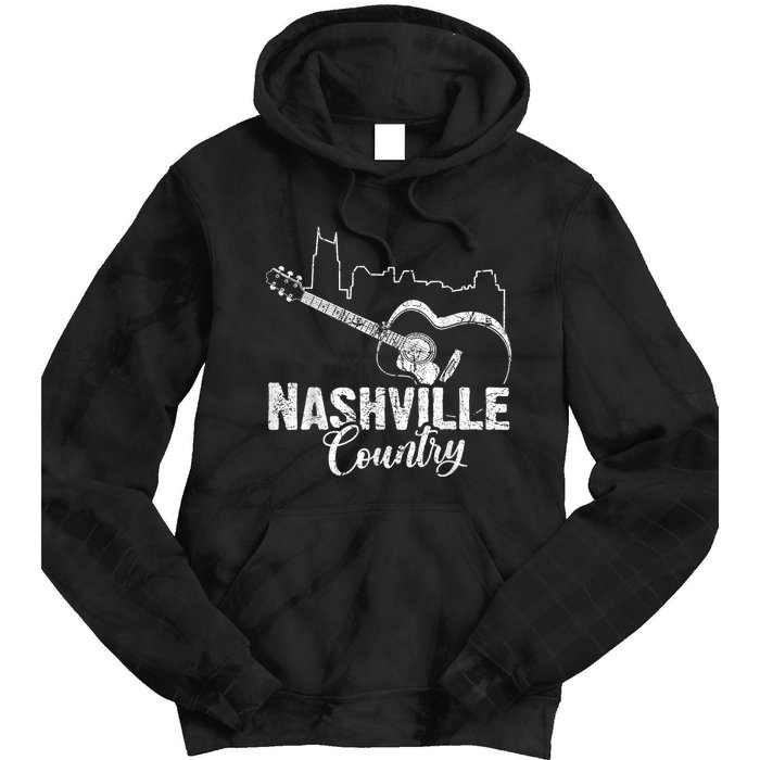 Nashville Skyline Tennessee Country Music Guitar Player Tie Dye Hoodie