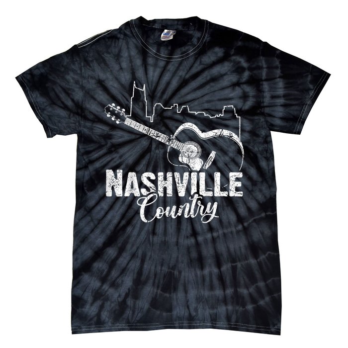 Nashville Skyline Tennessee Country Music Guitar Player Tie-Dye T-Shirt