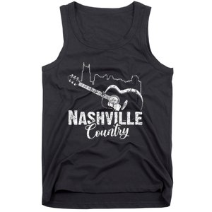 Nashville Skyline Tennessee Country Music Guitar Player Tank Top