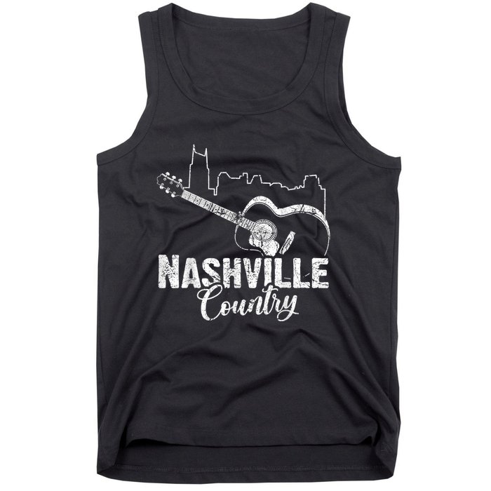 Nashville Skyline Tennessee Country Music Guitar Player Tank Top