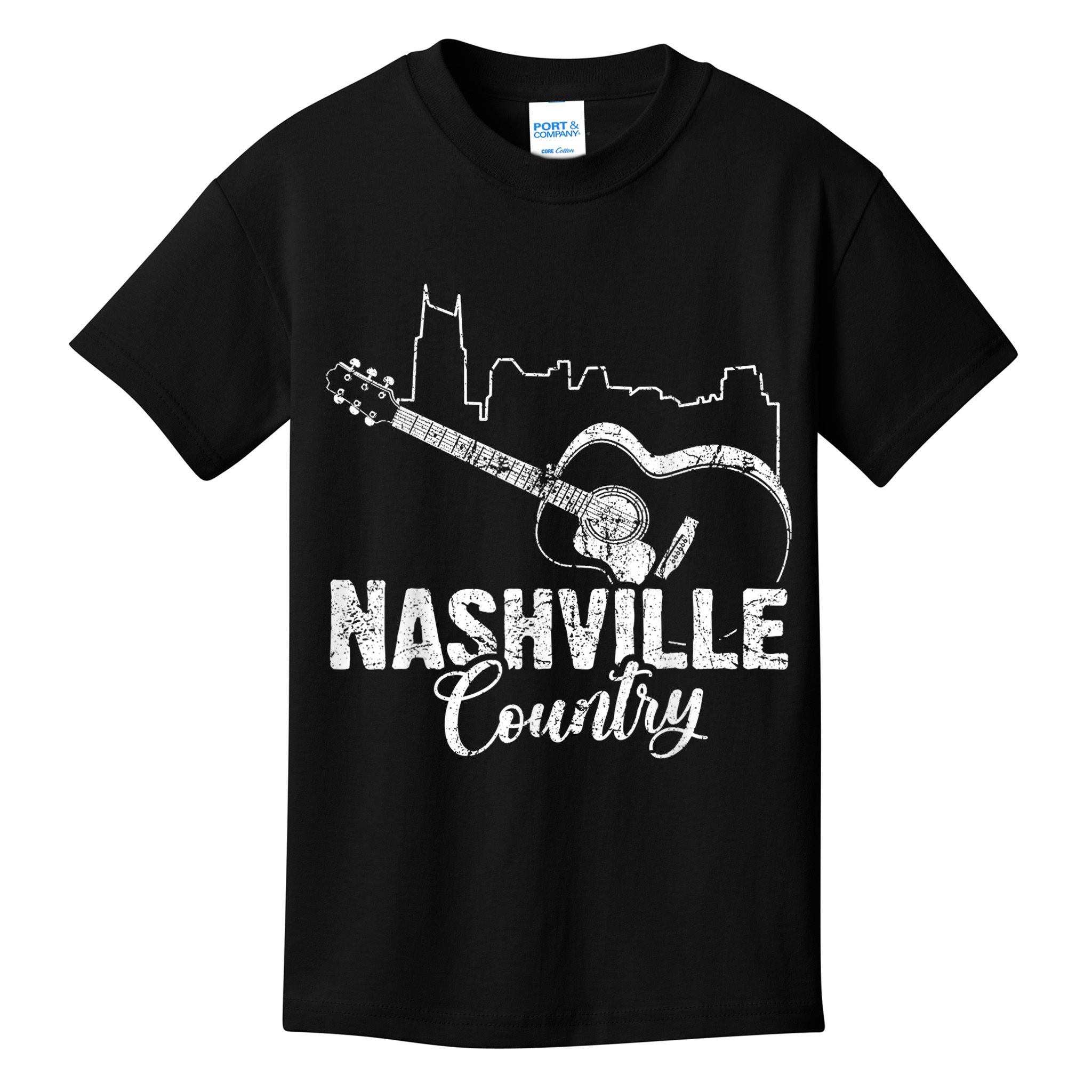 Nashville Skyline Tennessee Country Music Guitar Player Kids T-Shirt
