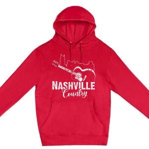 Nashville Skyline Tennessee Country Music Guitar Player Premium Pullover Hoodie