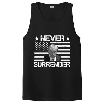 Never Surrender Trump American Flag PosiCharge Competitor Tank