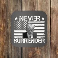 Never Surrender Trump American Flag Coaster