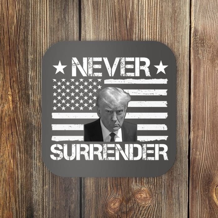 Never Surrender Trump American Flag Coaster