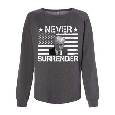 Never Surrender Trump American Flag Womens California Wash Sweatshirt