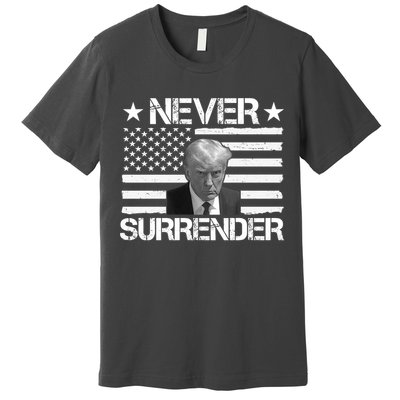 Never Surrender Trump American Flag Premium T-Shirt