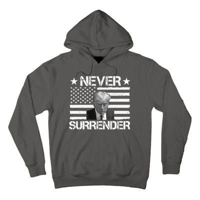 Never Surrender Trump American Flag Tall Hoodie