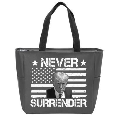 Never Surrender Trump American Flag Zip Tote Bag