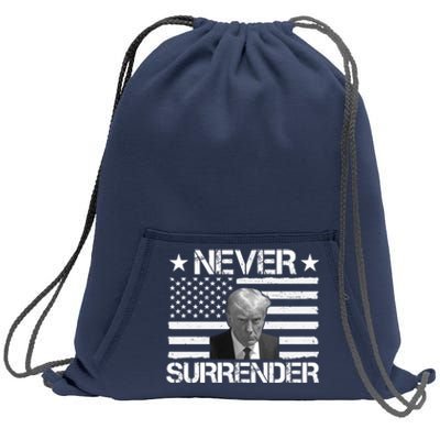 Never Surrender Trump American Flag Sweatshirt Cinch Pack Bag