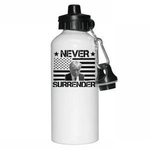 Never Surrender Trump American Flag Aluminum Water Bottle