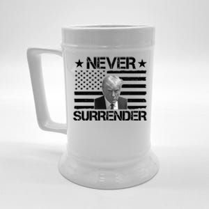 Never Surrender Trump American Flag Beer Stein