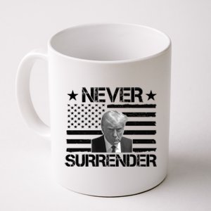 Never Surrender Trump American Flag Coffee Mug