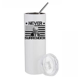 Never Surrender Trump American Flag Stainless Steel Tumbler