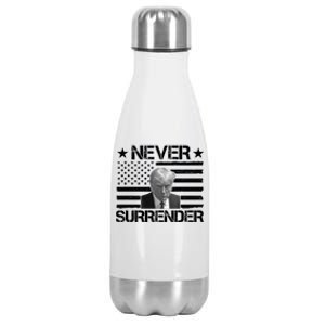 Never Surrender Trump American Flag Stainless Steel Insulated Water Bottle