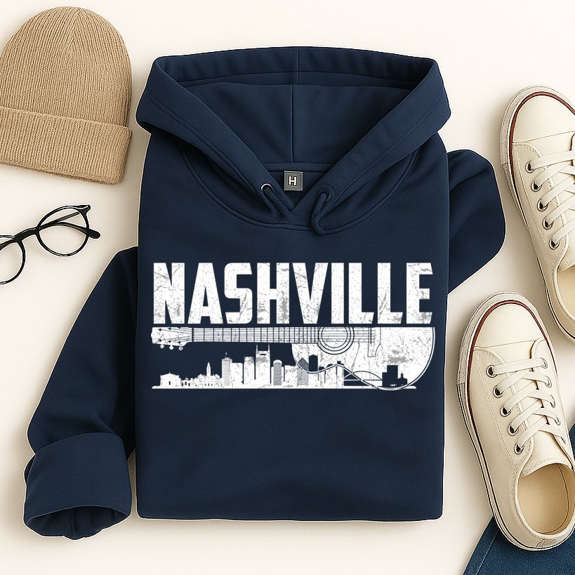 Nashville Skyline Tennessee Country Music Guitar Player Hoodie