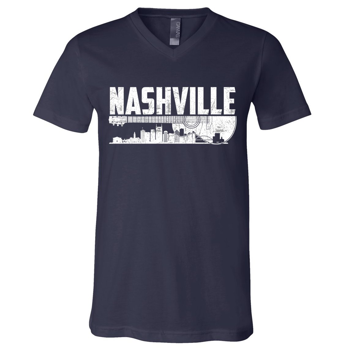 Nashville Skyline Tennessee Country Music Guitar Player V-Neck T-Shirt