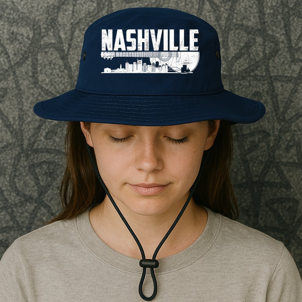 Nashville Skyline Tennessee Country Music Guitar Player Bucket Hat