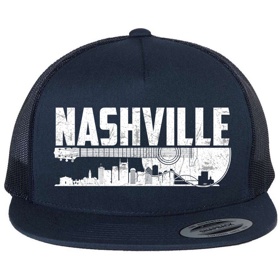 Nashville Skyline Tennessee Country Music Guitar Player Flat Bill Trucker Hat