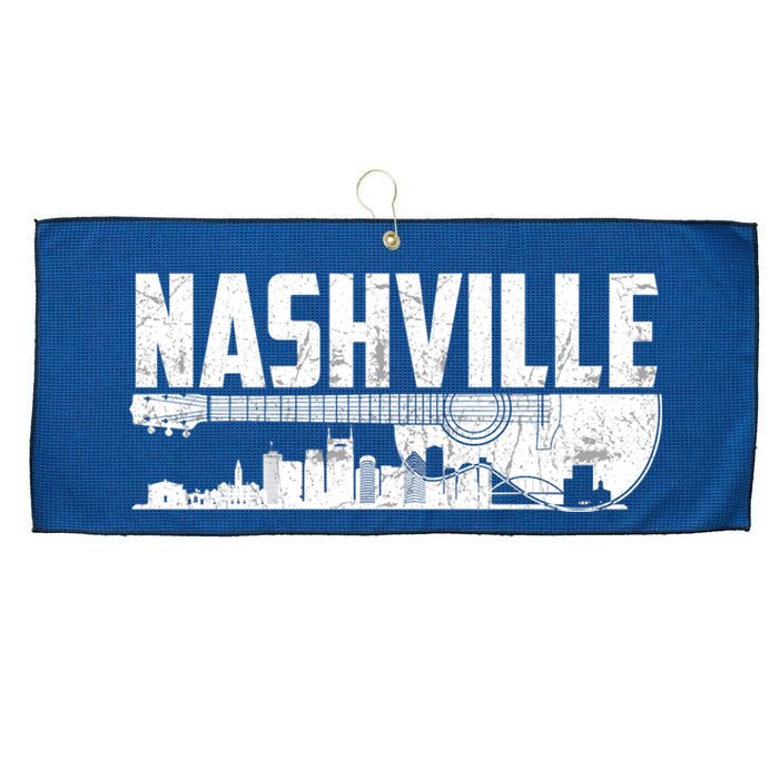 Nashville Skyline Tennessee Country Music Guitar Player Large Microfiber Waffle Golf Towel