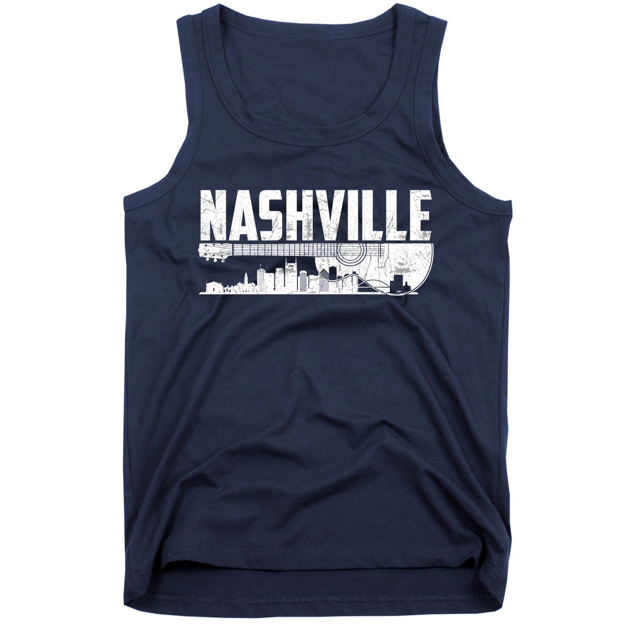 Nashville Skyline Tennessee Country Music Guitar Player Tank Top