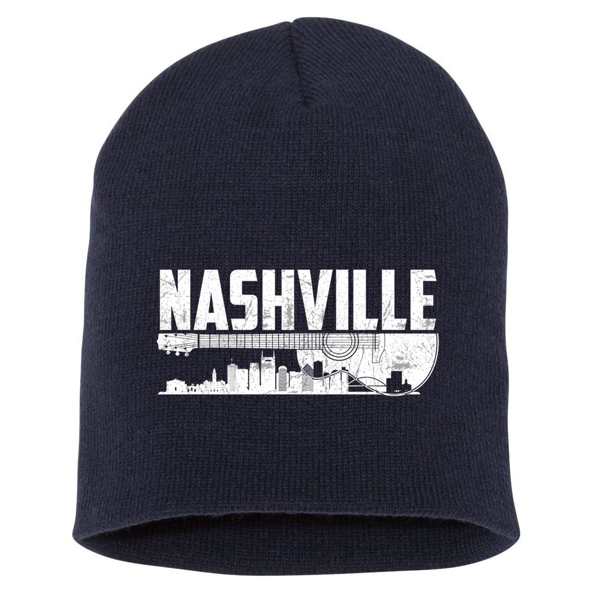 Nashville Skyline Tennessee Country Music Guitar Player Short Acrylic Beanie