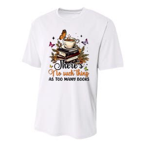 No Such Thing As Too Many Books Lover Coffee Youth Performance Sprint T-Shirt