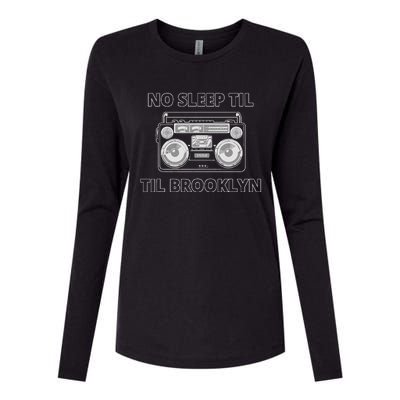 No Sleep Til Brooklyn Old School Boombox Womens Cotton Relaxed Long Sleeve T-Shirt