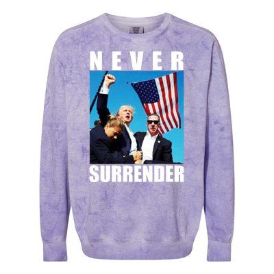 Never Surrender Trump 2024 Pennsylvania Rally Shooting Colorblast Crewneck Sweatshirt