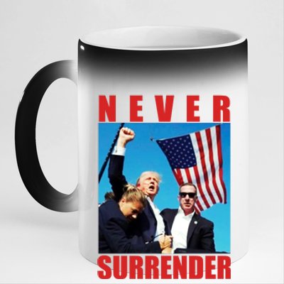 Never Surrender Trump 2024 Pennsylvania Rally Shooting 11oz Black Color Changing Mug