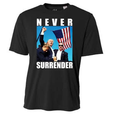 Never Surrender Trump 2024 Pennsylvania Rally Shooting Cooling Performance Crew T-Shirt