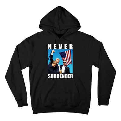 Never Surrender Trump 2024 Pennsylvania Rally Shooting Hoodie