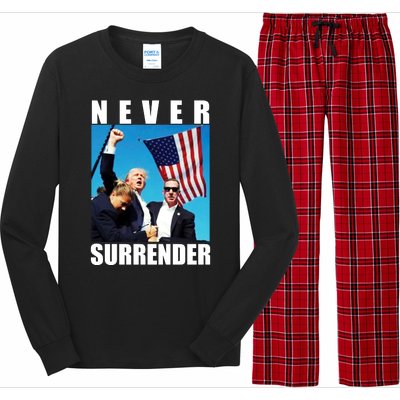 Never Surrender Trump 2024 Pennsylvania Rally Shooting Long Sleeve Pajama Set