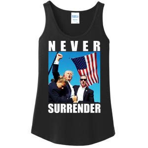 Never Surrender Trump 2024 Pennsylvania Rally Shooting Ladies Essential Tank