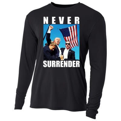 Never Surrender Trump 2024 Pennsylvania Rally Shooting Cooling Performance Long Sleeve Crew