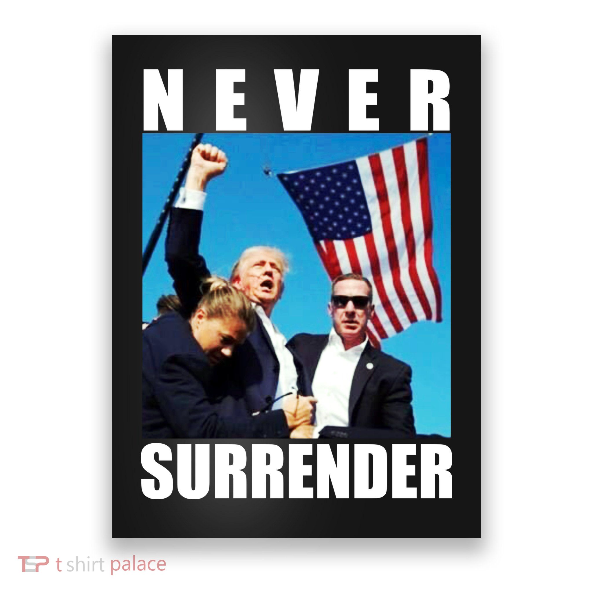 Never Surrender Trump 2024 Pennsylvania Rally Shooting Poster