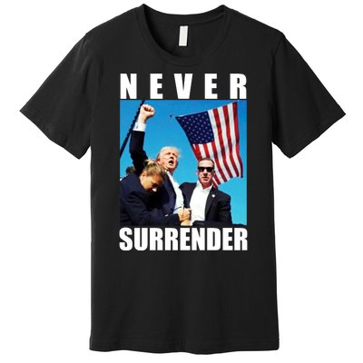 Never Surrender Trump 2024 Pennsylvania Rally Shooting Premium T-Shirt