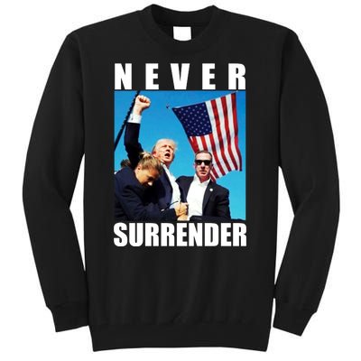 Never Surrender Trump 2024 Pennsylvania Rally Shooting Tall Sweatshirt