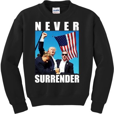 Never Surrender Trump 2024 Pennsylvania Rally Shooting Kids Sweatshirt