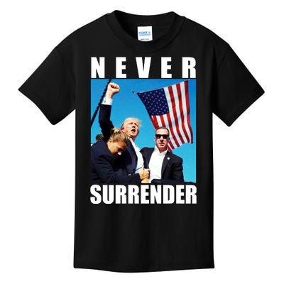 Never Surrender Trump 2024 Pennsylvania Rally Shooting Kids T-Shirt