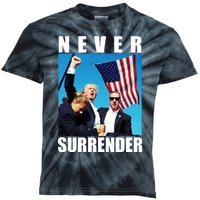 Never Surrender Trump 2024 Pennsylvania Rally Shooting Kids Tie-Dye T-Shirt