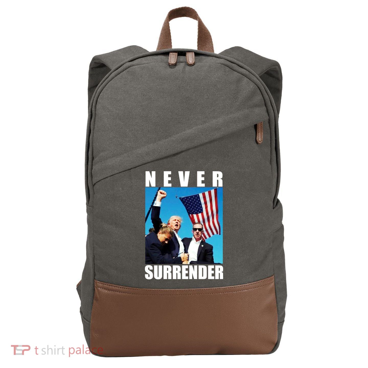 Never Surrender Trump 2024 Pennsylvania Rally Shooting Cotton Canvas Backpack