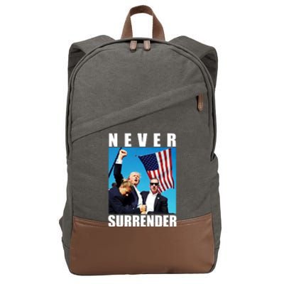 Never Surrender Trump 2024 Pennsylvania Rally Shooting Cotton Canvas Backpack