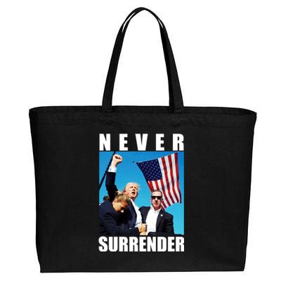 Never Surrender Trump 2024 Pennsylvania Rally Shooting Cotton Canvas Jumbo Tote