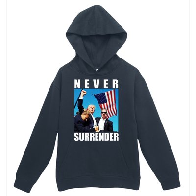 Never Surrender Trump 2024 Pennsylvania Rally Shooting Urban Pullover Hoodie