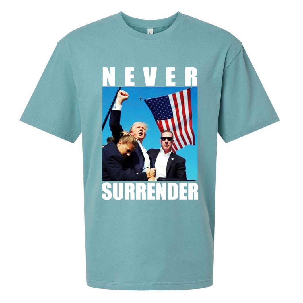 Never Surrender Trump 2024 Pennsylvania Rally Shooting Sueded Cloud Jersey T-Shirt